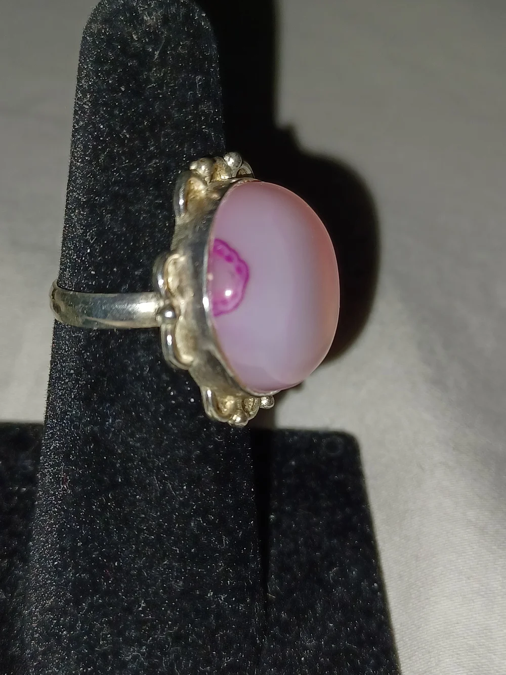 Pink Opalescent Cabochon Silver-Tone Ring 5 - Women's Jewelry
